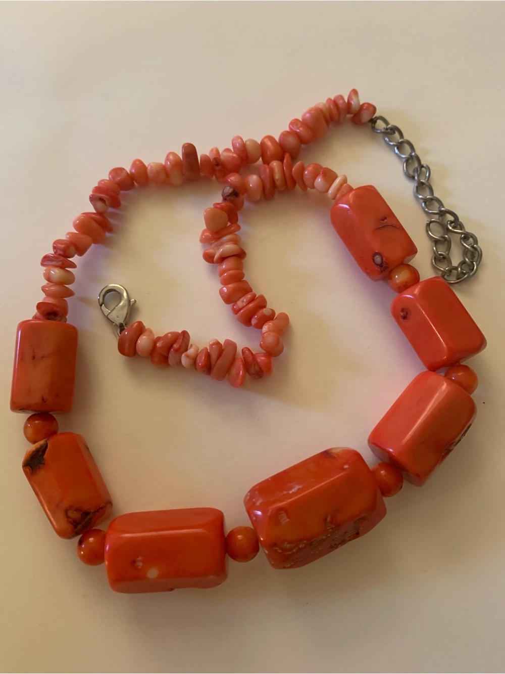 Coral Red Beaded Statement Necklace - Women Jewelry